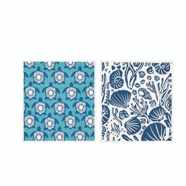 Rockflowerpaper-Turtles Blu Cloths Reusable Sponge-Cloth, Set of 2-SKU 203-3078