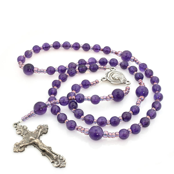 Full Circle Beads Amethyst 5-Decade Catholic Rosary AM6460RC