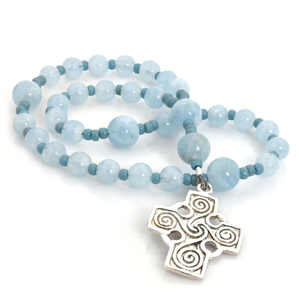 Full Circle Beads Aquamarine AA Quality 33-Bead Anglican Prayer Beads, AQ4860AA