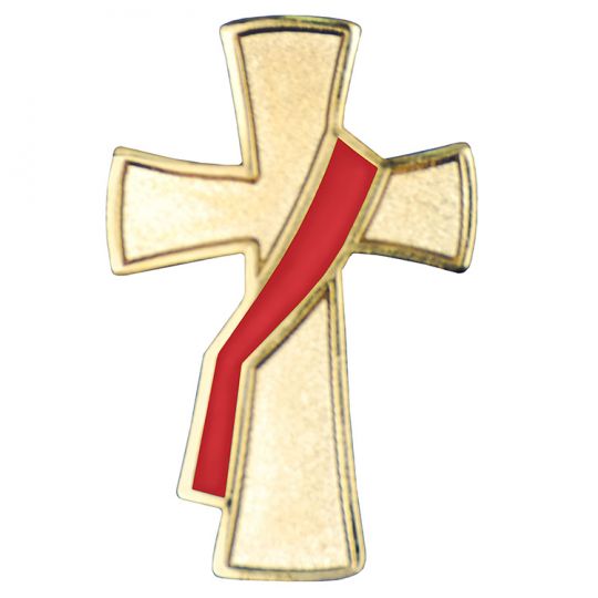 TSG Deacon Cross Lapel Pin, with Red enamel sash B-07