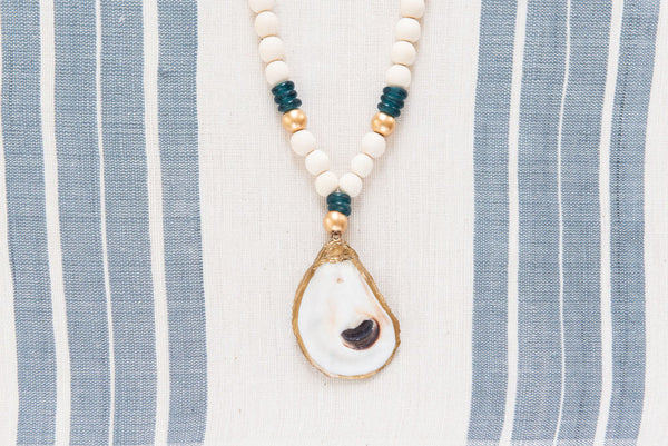 Grit & Grace Edisto Oyster Necklace: Teal ED-56734-SG