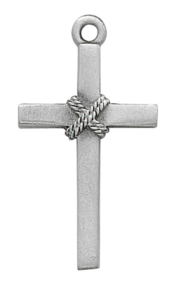 McVan  (D8018) PEWTER CROSS/ROPE 18" CHAIN