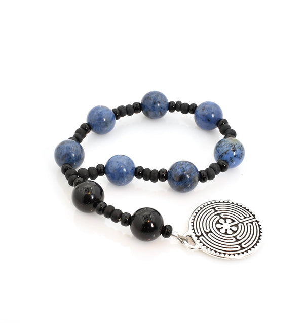 Full Circle Beads Sunset Dumortierite and Onyx Anglican Chaplet DUCH10