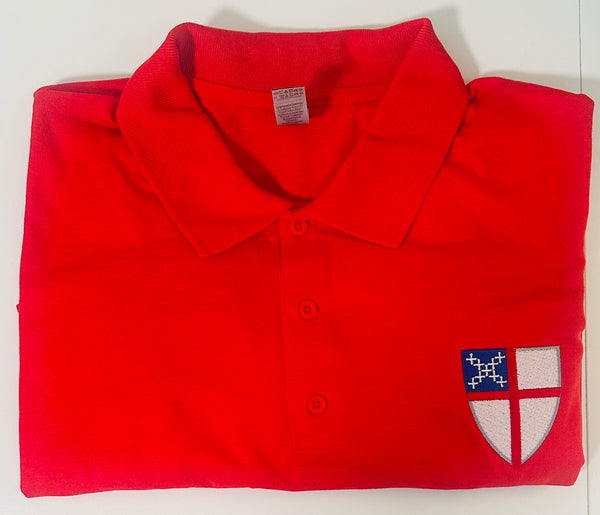Episcopal Shield embroidered polo shirt, short sleeved