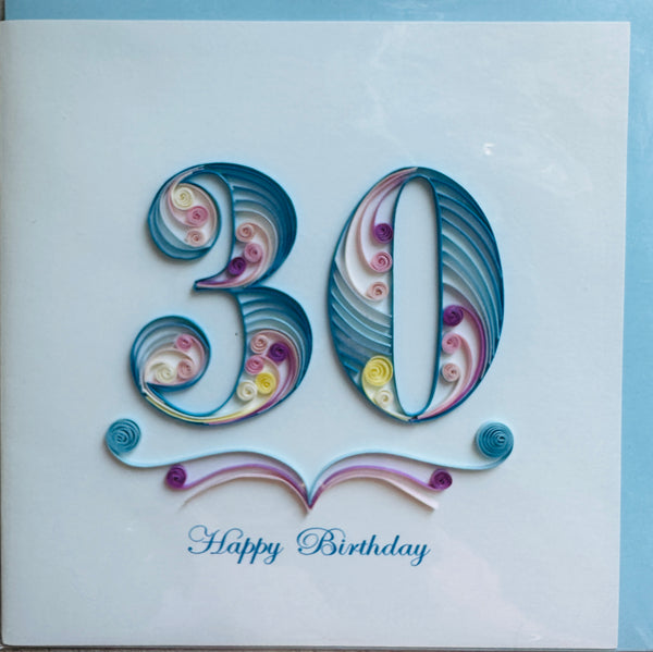 Quilling Card 30th Birthday card large BD114