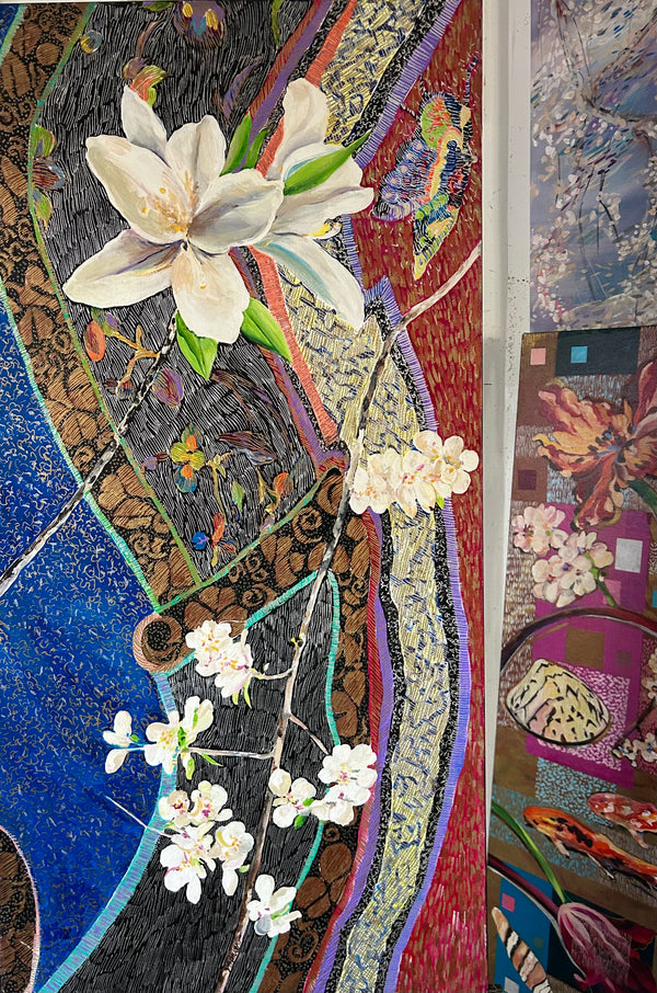 3. John Bunker Rest exhibition: "Kimono Fragment and Flowers VIII"