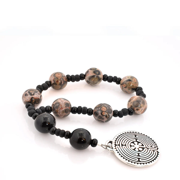 Full Circle Beads Leopard Skin Jasper & Onyx Chaplet LJCH10