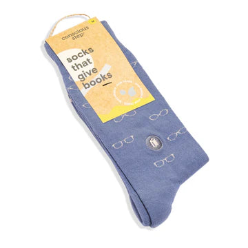 CS Socks That Give Books (Blue Glasses)  - MEDIUM/CREW. MEDU005N