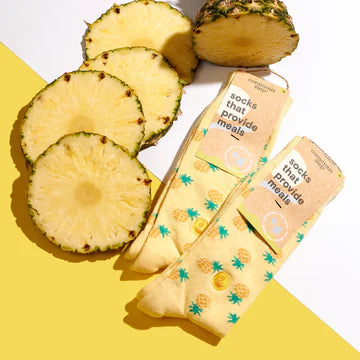 Conscious Step Socks that provide meals (Golden Pineapple) |MEDIUM| MWCK002