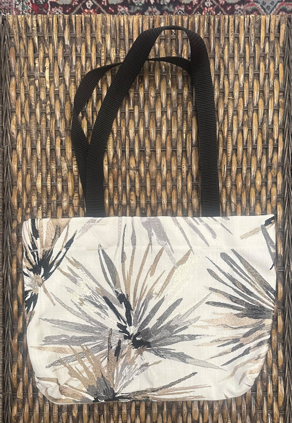 Sewing Hope DESC Small Bag #1 - Black, tan and grey palm leaves