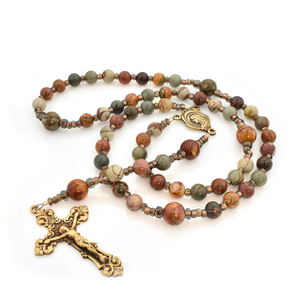 Full Circle Beads Red Creek Jasper 5-Decade Catholic Rosary RCJ 6560RC