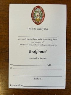 Reaffirmation cards w/envelope