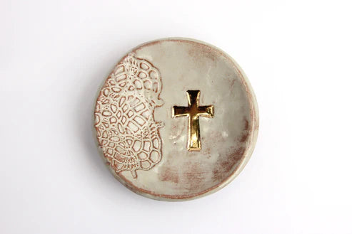 Prodigal Pottery Cross Ring Dish: Oyster Shell