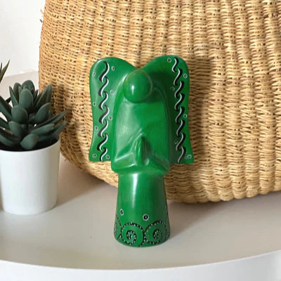 Global Crafts Soapstone Angel Sculpture: Green, 5 inches tall