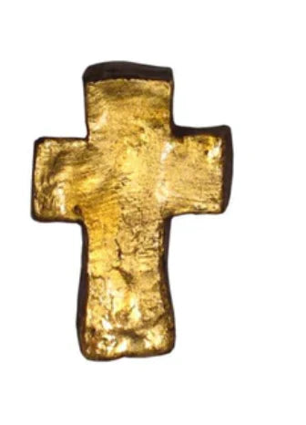 Barbara Biel Hand Painted 4" gold cross