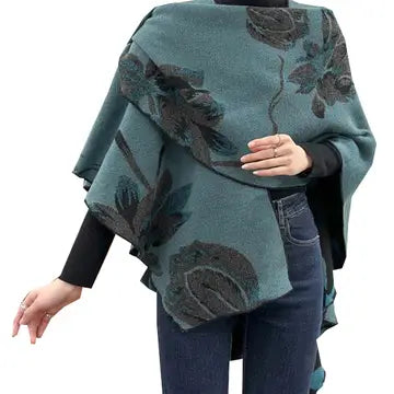 Winding River: Cozy Cashmere Like Travel Wrap Aqua/Black Reversible Loop-SKU 380LS 700AQ