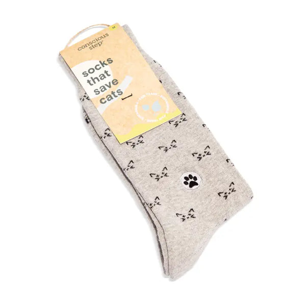 Conscious Step - Socks That Save Cats (Gray Cats) Small