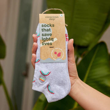 CS ankle socks that save LGBTQ lives (Radiant Rainbows) MEDIUM | AMLGB001