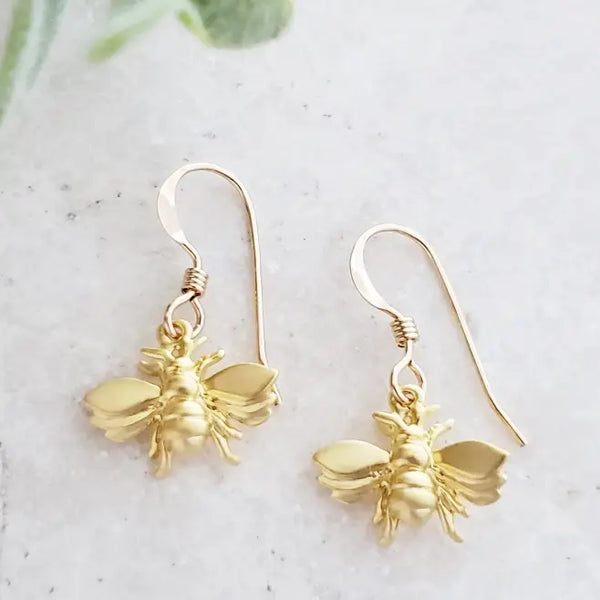 Sosie Designs Gold Flying Bumble Bee Earrings, #5109-1