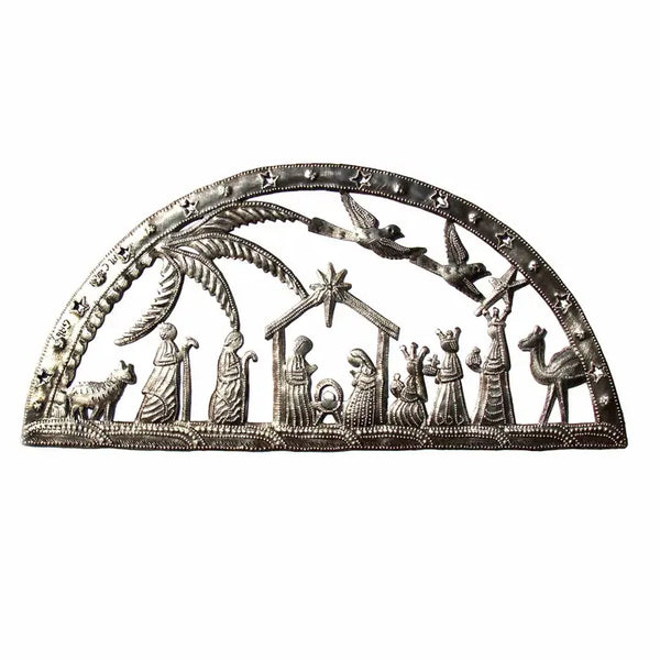 Global Crafts Christmas Nativity Scene Haitian Metal Drum Wall Art HMDH196