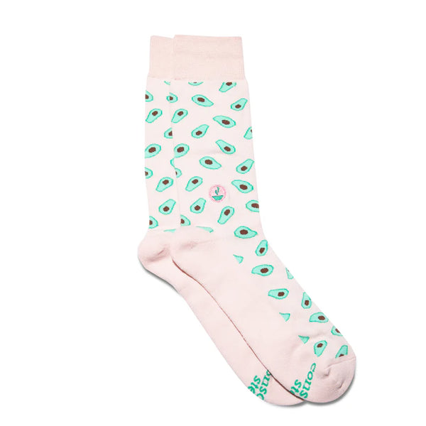 Conscious Step Socks provide meals (PINK AVOCADOS) |MEDIUM| MWCK001