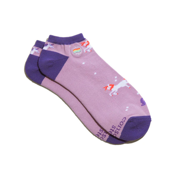 CONSCIOUS STEP Ankle Socks that Save LGBTQ Lives (purple Unicorns) SMALL/ ASLGB002