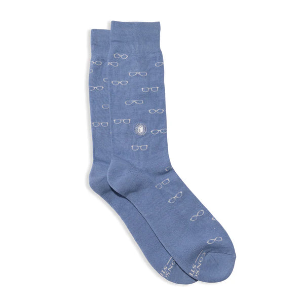 Conscious Step Socks That Give Books (Blue Glasses) SMALL Crew, MSEDU005N