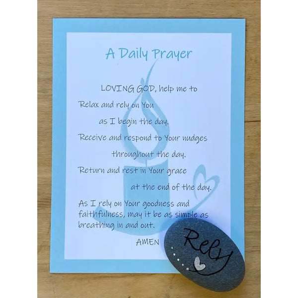 Credo Designs "A Daily Prayer" Prayer with "Rely" painted rock, #PC09R