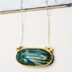 Sosie Designs Floating Labradorite Gold Necklace, #6350