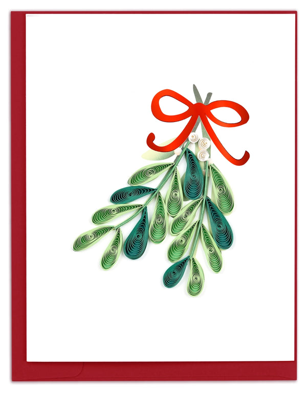 Quilling Card Winter Botanical Note Card, Mistletoe, #0034B