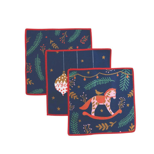 rockflowerpaper Holiday Horse Dish Cloths, Set of 3, #215-3027