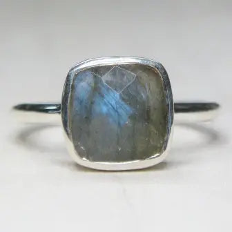 Sosie Designs Labradorite Cushion Ring, Sterling Silver, Size 6-8, #4204