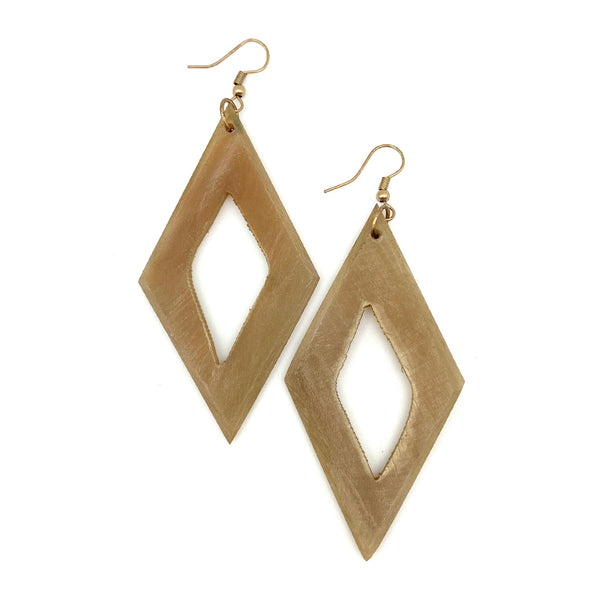 Anju Omala Natural Beige Earrings -- Large Diamonds