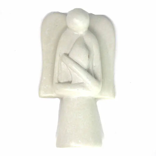 Global Crafts Soapstone Angel Sculpture with Eternal Light KSAANG-CRD