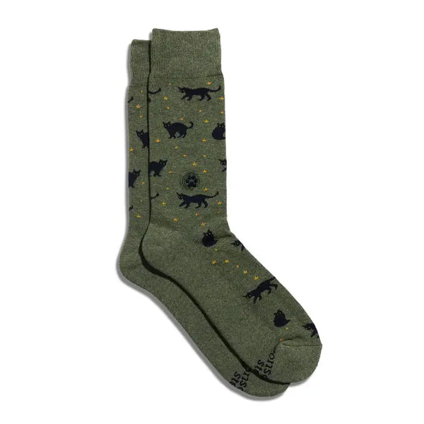 Conscious Step Socks That Save Cats (Green Cats) |LARGE| MLCAT005