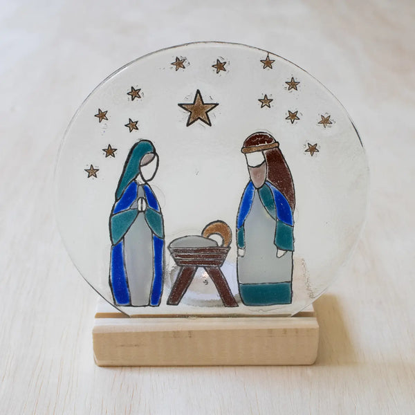 Venture Imports Glass Nativity Round Clear Glass, #M60065