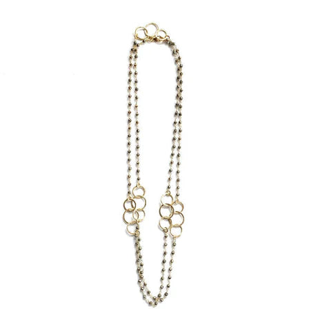 Erin Gray 3 Hoops on Pyrite Necklace Waterproof