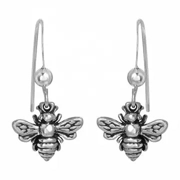 Sosie Designs-Sterling Silver Bumble Bee Earrings - Oxidized