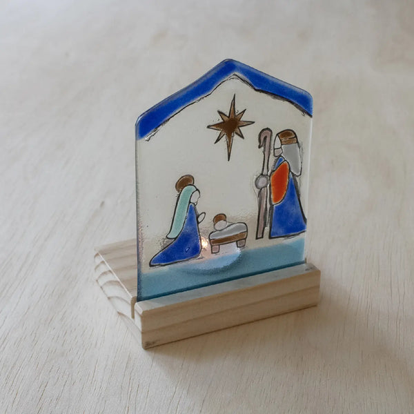 Venture Imports Glass Nativity House, #M60060