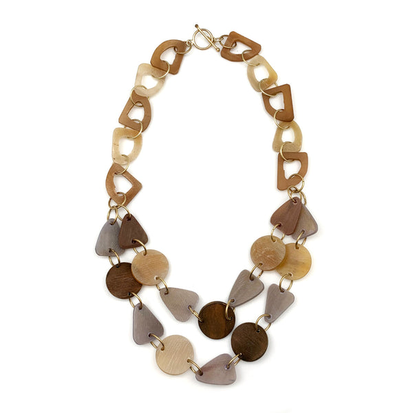 Anju Omala Natural Beige Collection Necklace--Triangles & Discs