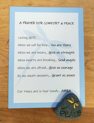 Credo Designs "A Prayer for Comfort & Peace" prayer card with hand painted Lake Superior stone "Strength"