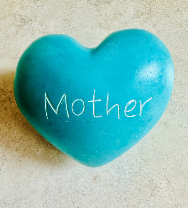 Venture Imports Word Hearts, "Mother," Turquoise (pale blue),