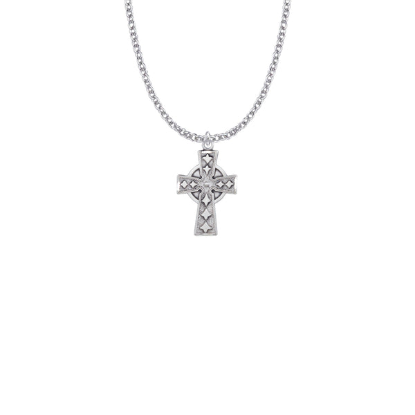 Singer Celtic Cross SX8018SH Sterling Silver Cross, stainless steel chain