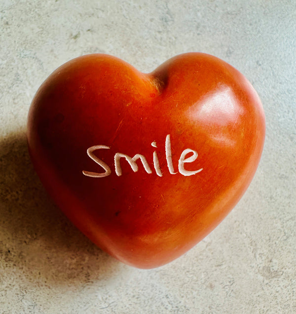 Venture Imports Word Heart, "Smile," ORANGE heart,