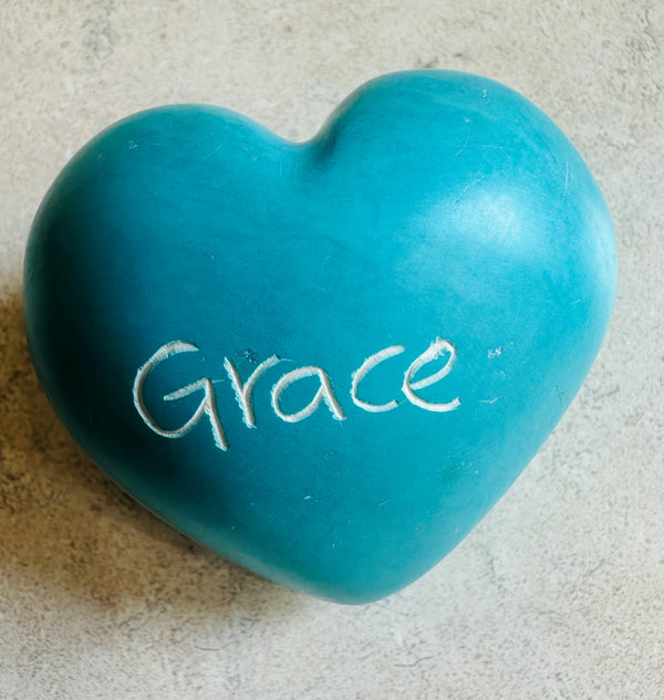 Venture Imports Grace Word Heart, Turquoise (pale blue), K24098grace