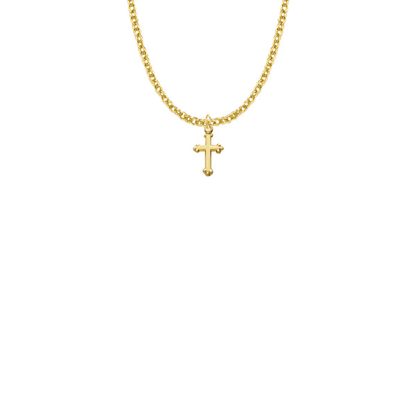 Small Budded Cross 16"-gold filled/plated 0730