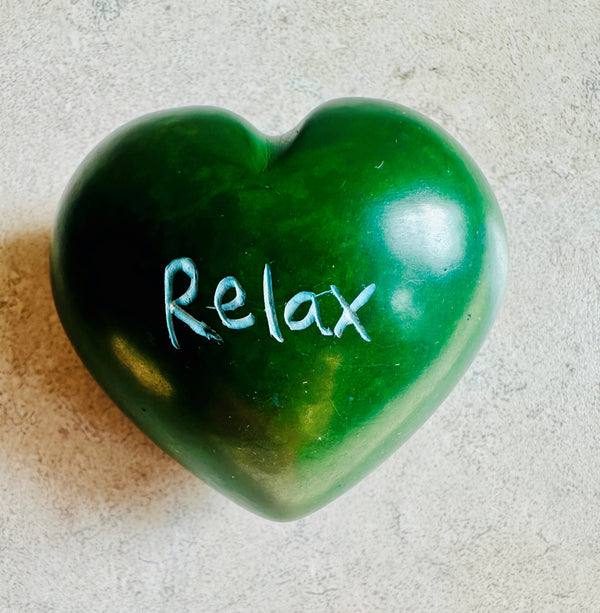 Venture Imports "Relax" word heart, GREEN, K24098relax