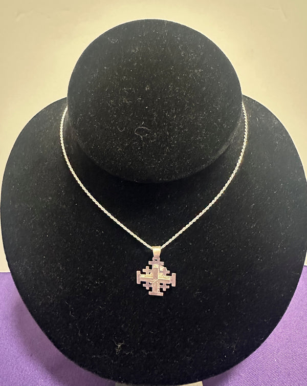 Sterling silver Jerusalem cross, 24" chain
