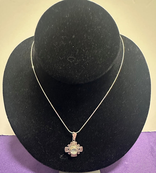 Sterling silver Jerusalem cross, 20" chain