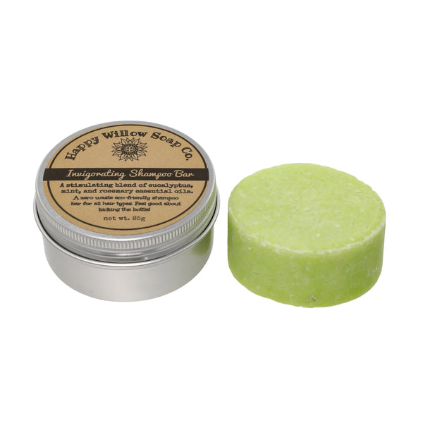 Happy Willow Invigorating Mini Shampoo Bars with Reusable Metal Tin